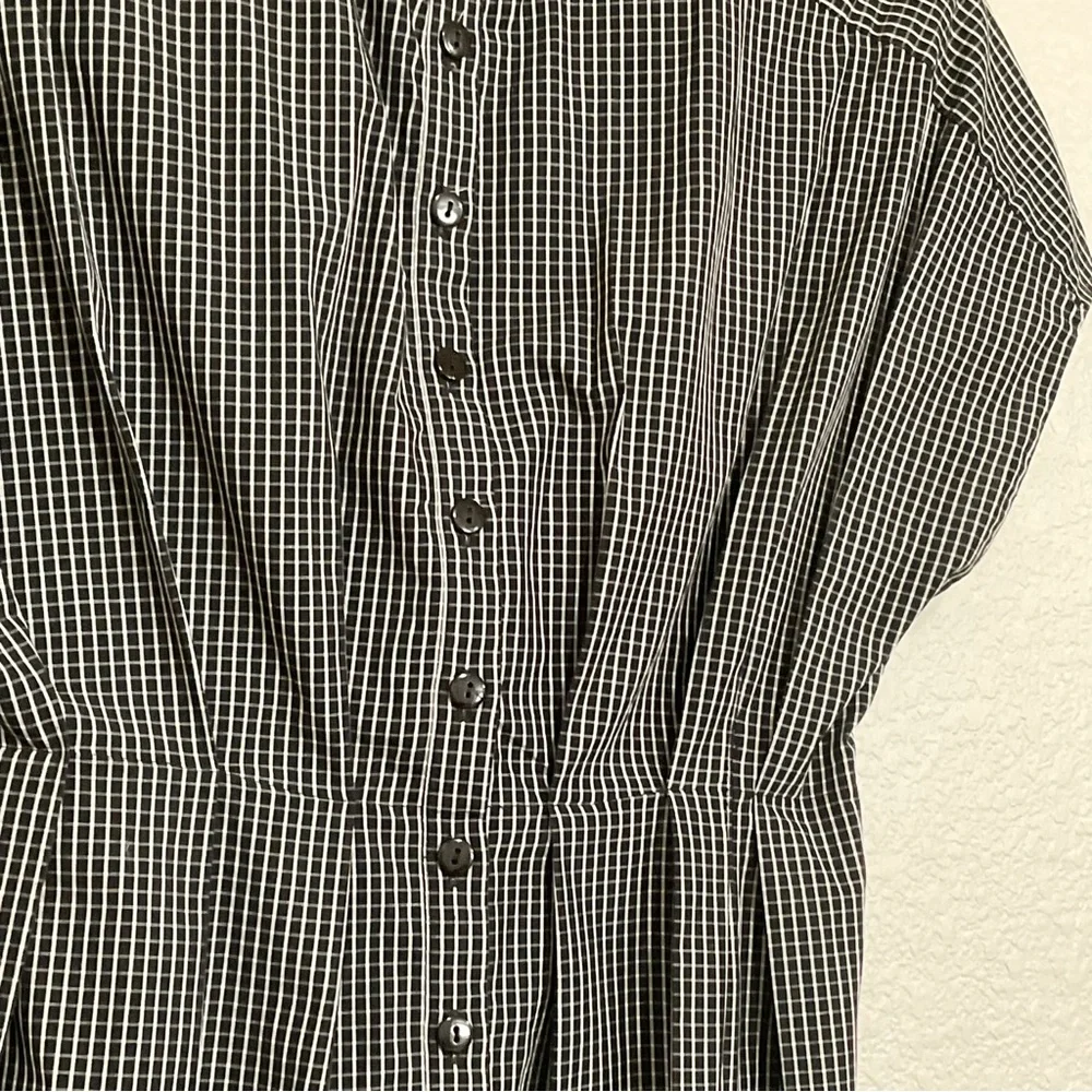Fame and Partners Sebastian Top 40s Style Button Back Peplum Grid Windowpane - Picture 8 of 13